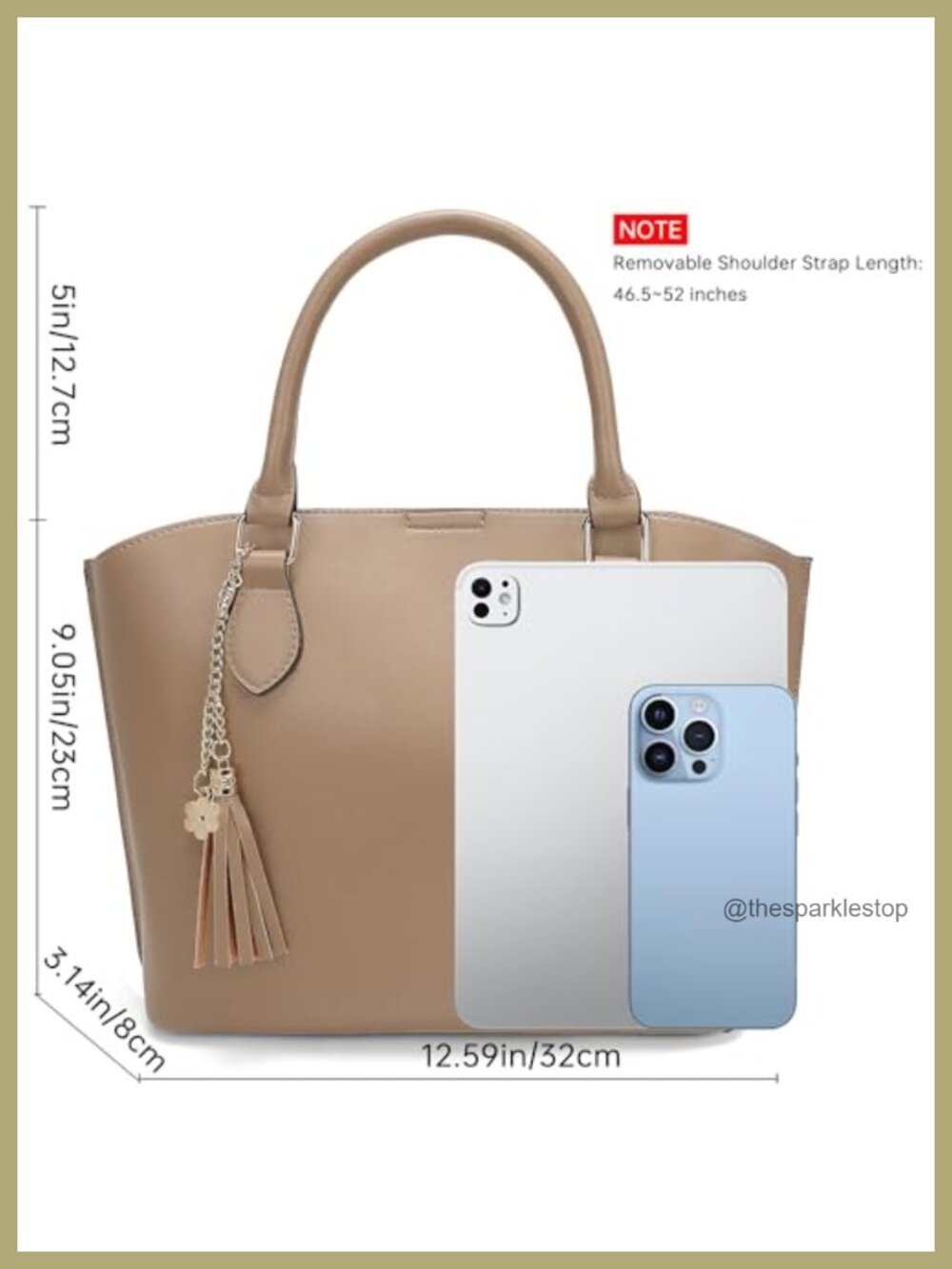 Medium Tote Purse for Women PU Leather Crossbody Shoulder Bag with Tassel - Picture 2 of 5